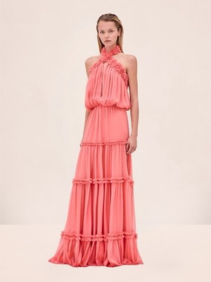 Alexis IZBELLE Kleid Pink Lang Mit Figurbetontem Schnitt Größe XS