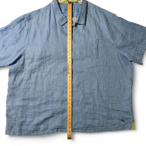 Tommy Bahama 100% Linen Shirt Mens Size 4XLB Big Blue Button Up Short Sleeve - Picture 6 of 8