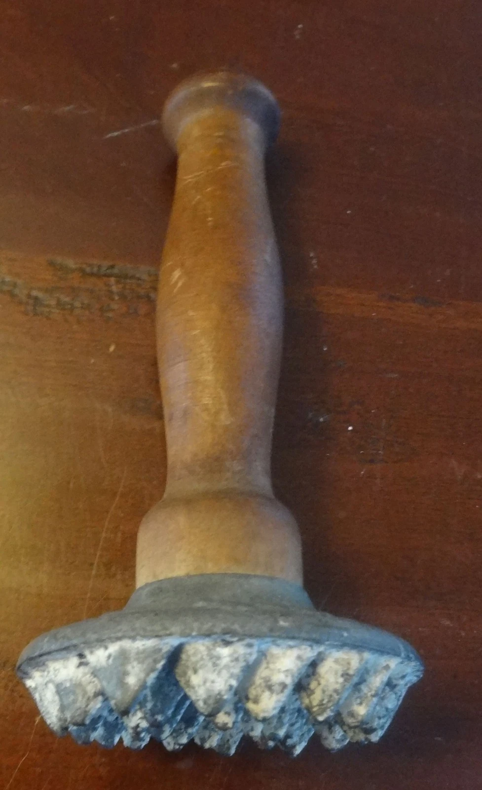 Antique 7" Wood Handle and Cast Iron Meat Tenderizer Patent Applied For 1892