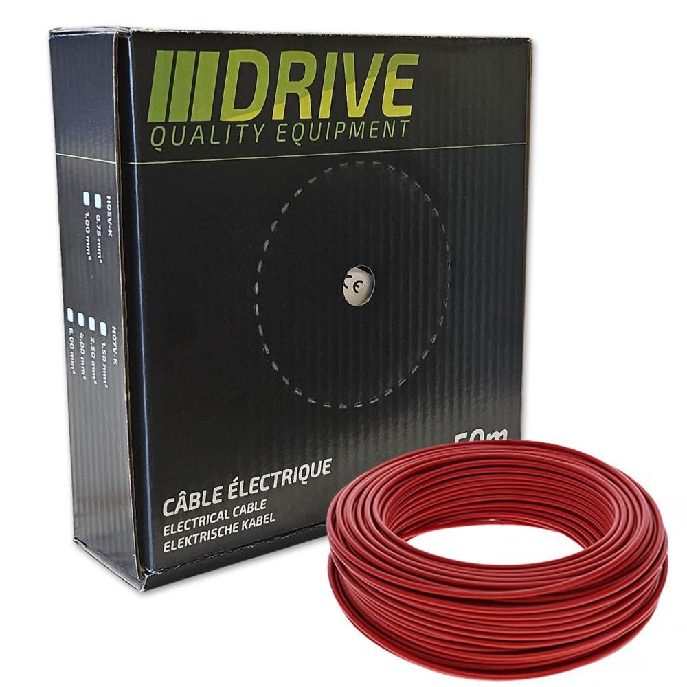 Fil électrique souple 6 mm² rouge cuivre gaine PVC conducteur phase 50m