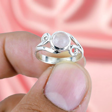 Rose Quartz Gemstone Ring Silver Ring 925 Sterling Silver Ring Women's Jewelry