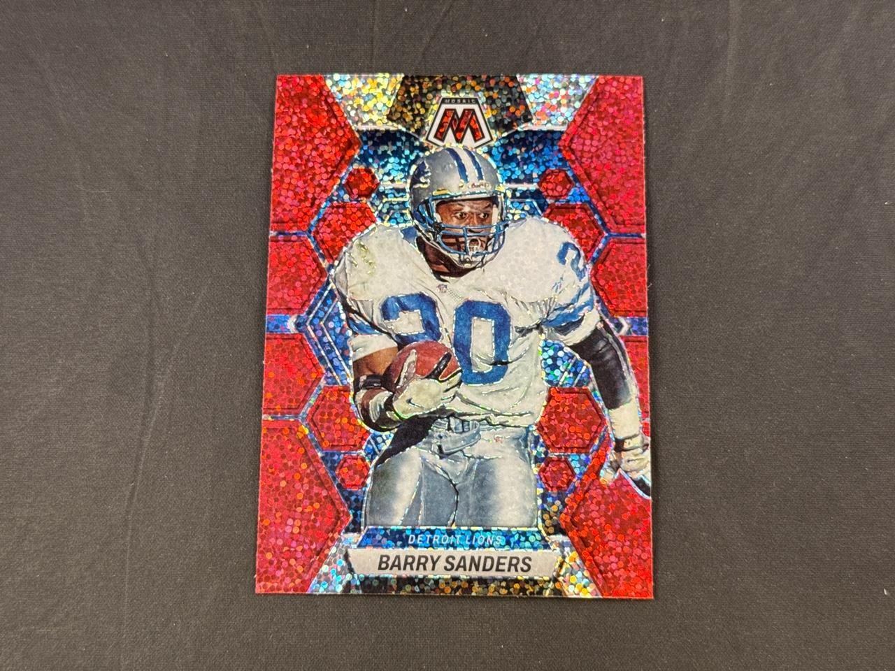 2023 PANINI MOSAIC NFL FOOTBALL BARRY SANDERS #190 RED SPARKLE PRIZMS SP LIONS