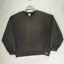 Vintage 90s Russell Blank Crewneck Mens XL Black Fader Boxy Essential V-Notch