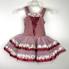 Revolution Dance Ballet Costume Solo Size MC Dusty Rose Pink Heart Velvet EUC