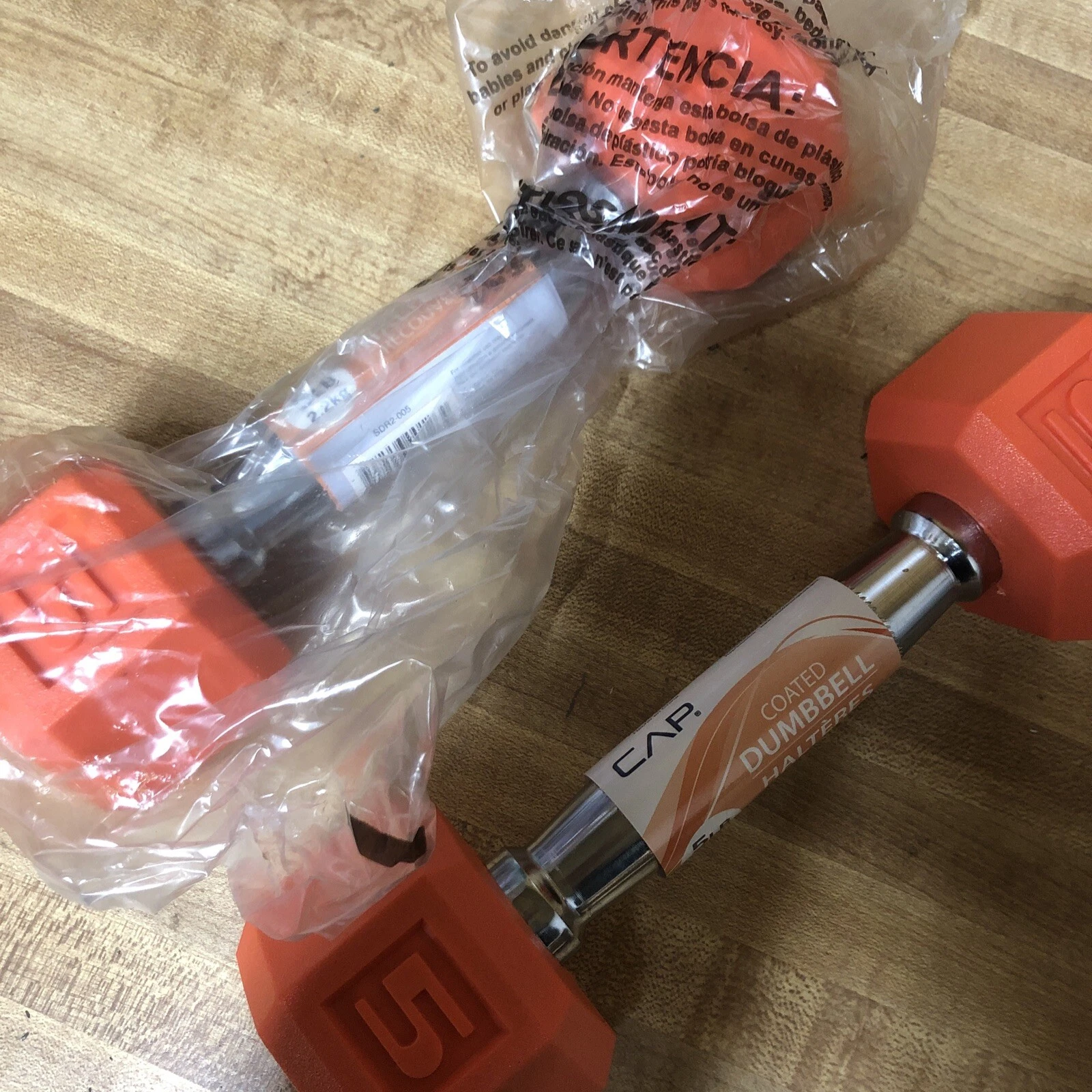 Lot Of 2 CAP 5LB Each Coated Hex Dumbbell Weight New