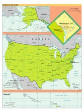 United States USA Political Administrative Physical Geographic Region Map Print