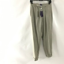 Ralph Lauren Women's US 2 Alycia Wool Twill Pant Beige 290817118001 Purple Label