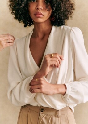 SEZANE ABÉLIA BLOUSE ECRU SIZE 32 US 0 | eBay