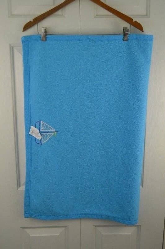 Little Bedding de NoJo Velero Bebé Manta Azul Vellón Barco Blanco Seguridad Foto 4 de 4