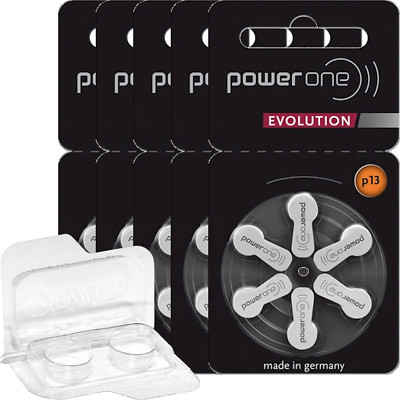 30 Power One Evolution Hörgerätebatterien m. Aufbewahrungsbox P13 5 x 6er  