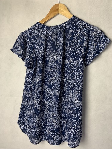 H&M Women's Blue Floral Polyester Blouse Size S Short Sleeve - Picture 5 of 8