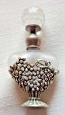Crystal Ball Top - metal & frosted glass perfume bottle - 8cm high x 4cm - empty