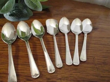 6 Silver Plate Grapefruit Spoons Plus Sugar Spoon. Saw Tooth Tip, England,