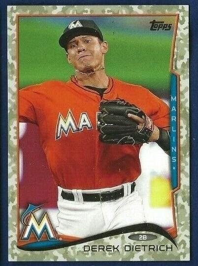 2014 Topps Update Series Derek Dietrich Camo #d 22/99 Jersey