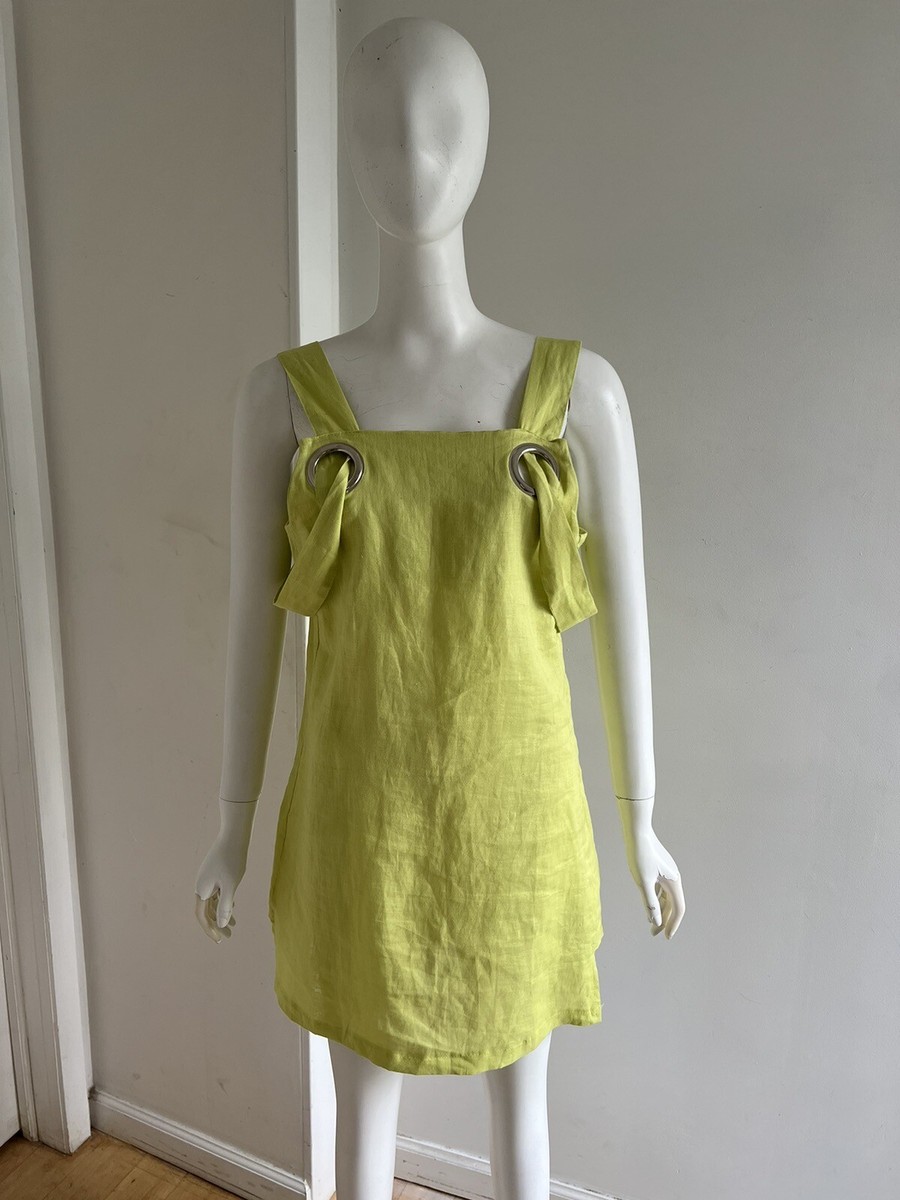 Free People x Style Mafia Neon Linen Shift Mini Dress Women's Size Small S Free People x Style Mafia Neon Linen Shift Mini Dress Women's Size Small S