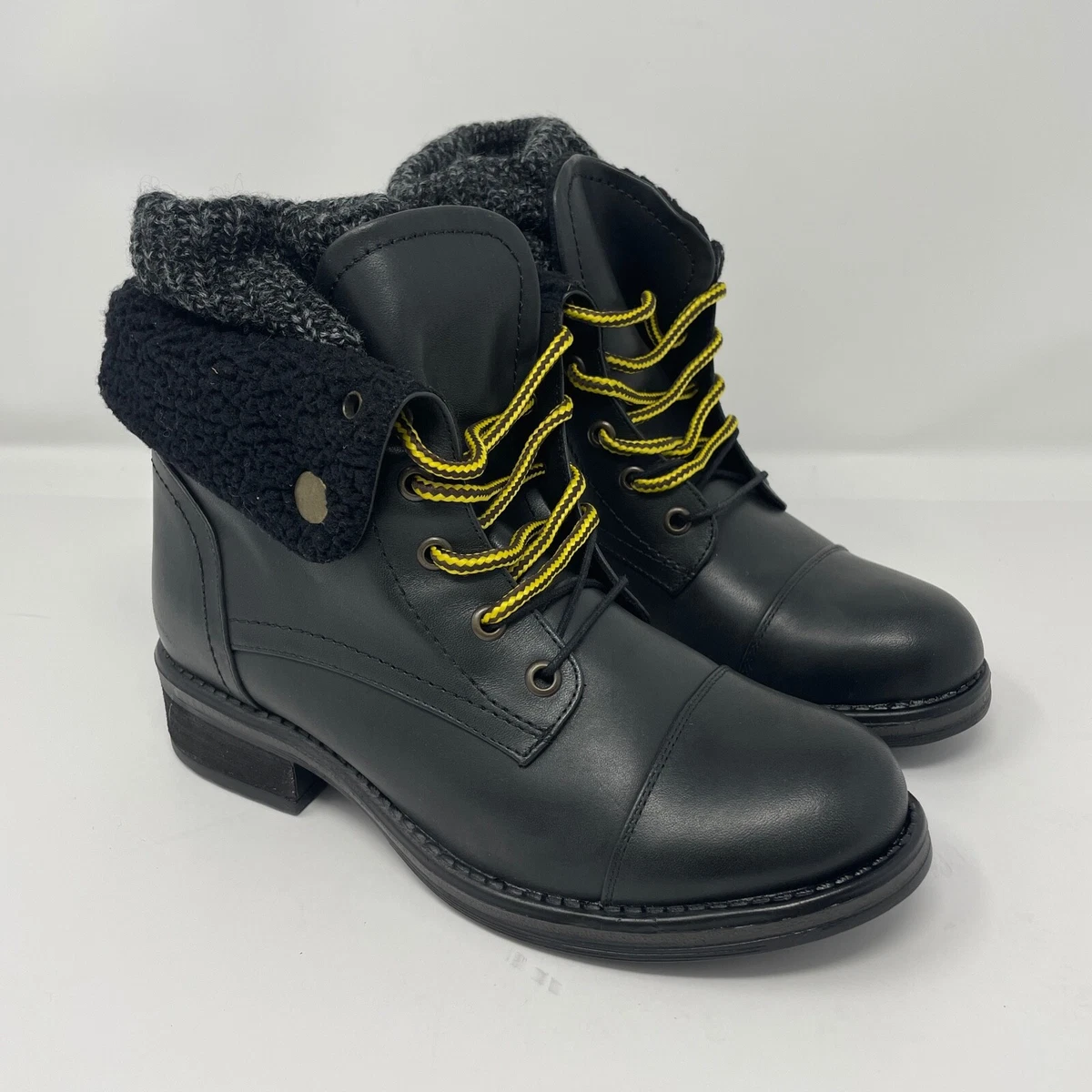 Musse and Boots Size 7 Womens Carter Winter Combat Black Leather | eBay