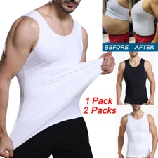 Mens Slimming Body Shaper Gynecomastia Compression Tank Vest Posture Corrector