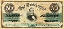 1861 $50 CSA T16 *Reproduction* Civil War Currency Jefferson Davis Pictured