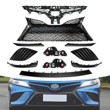11PC For Camry SE 2018-2020 Front Gloss Black Grille Bumper Headlight Lower trim