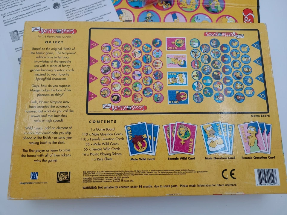 Los Simpson - Batalla de los Sexos Juego de Mesa 2004 Completo 2-8 Juego Edad 12-Adul Foto 3 de 4