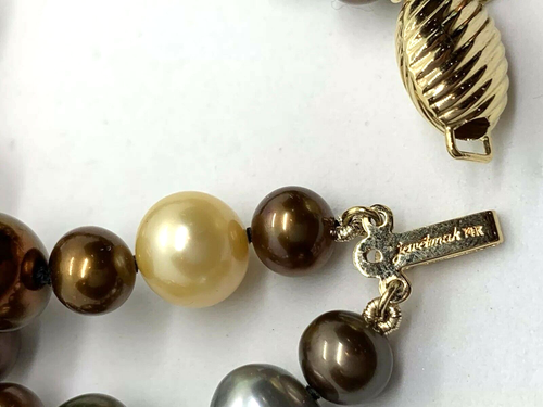 New JewelMak 14k yellow gold multi color pearl double strand bracelet cultured - Picture 5 of 10