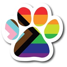 Magnet Me Up LGBTQ Progress Pride Pawprint Magnet Decal, 5 Inch, Heavy Duty