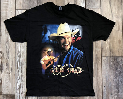 T-shirt Vintage George Strait Tour 2005 - Noir, étoiles & Drapeau - Taille M