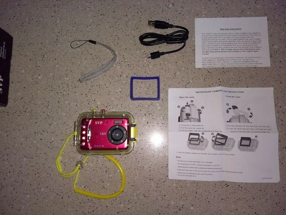 Red Cybersnap SVP Acqua  DC-1231 12MP Camera Waterproof Case 8X Zoom USP Port  - Image 2 of 4