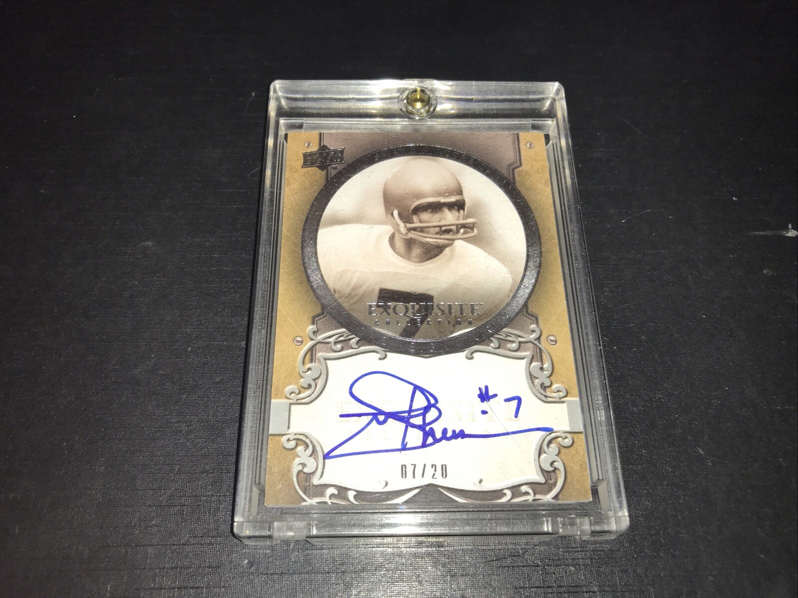 Joe Theismann Autographed Signed Notre Dame Fighting Irish 2010 UD EXQUISITE COLLECTION AUTO #/20 Notre Dame 