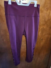 Ebb & Flow Womens Leggings Size Large Purple Lattice Leg Pull On Athletic