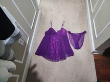 Victoria Secret Gold Label Purple Lace Vintage Lingerie Set Women's Size Large