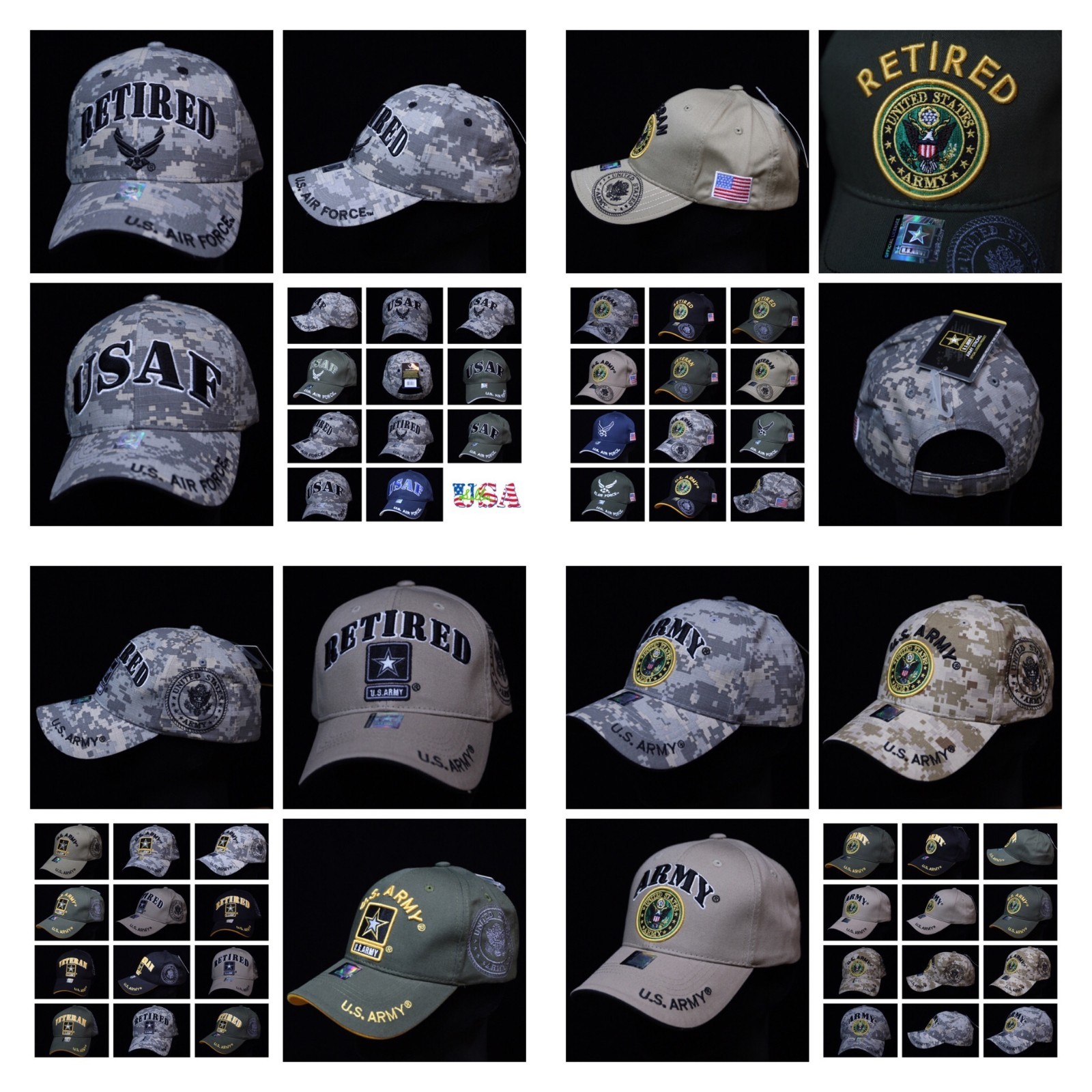 USA Army Air Force Veteran Baseball Cap - Military Fashion Hat-image