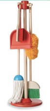 NEW Melissa  Doug Lets Play House Broom Dust Pan Sweep Mop Stand 6 Pieces
