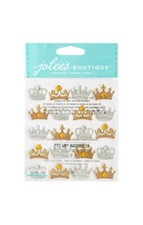 Crafts Stickers Jolee's Crowns Gold Silver Glitter Gems Repeats