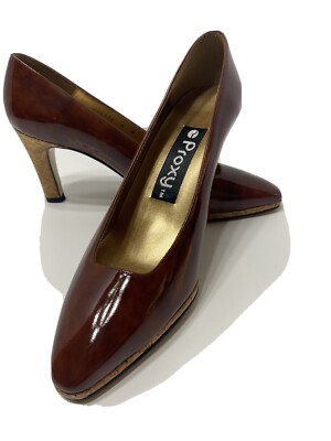 Proxy Brand Ladies Dark Red Shoes w/Cork Heels and Sole Made