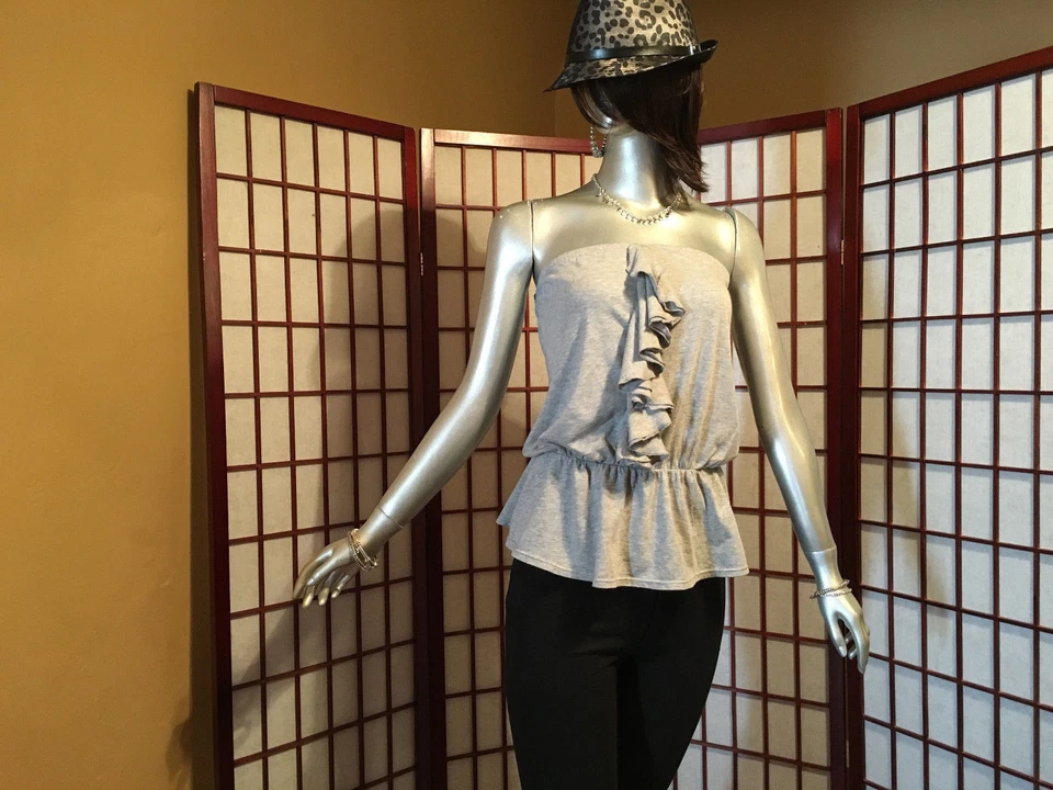 Tee Shop Gray Strapless Tube Top Juniors Apparel Sze XS Cotton Blend Garment - Image 4 of 4