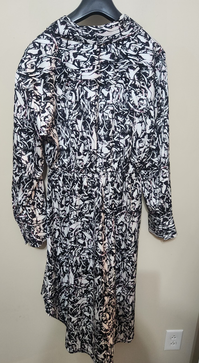 halogen long sleeve wrap midi dress HALOGEN Long Sleeve V-Neck Wrap Midi Dress Navy Blue Green Floral Print Medium