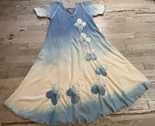 Rare Ewa Wojniak Dress Maxi Colorblock Tie-Dye Applique' Flowers Lagenlook L/XL
