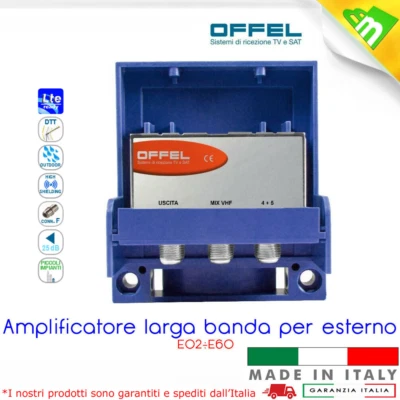 AMPLIFICATORE ANTENNA TV VHF MISCELATO ED UHF 25dB DA PALO 28-010 OFFEL