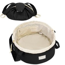 Barrel Drawstring Makeup Bag Large Cosmetic Bag Make up Bags Women A-Black