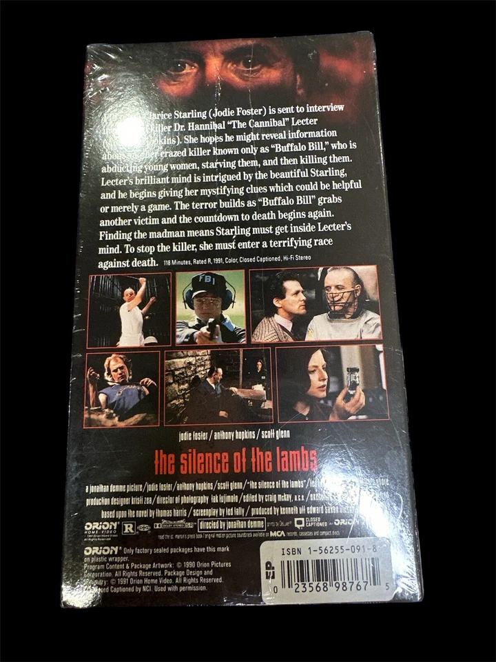 SILENCE OF THE LAMBS 1991 VHS ORION WATERMARKS 1st Release RARE RED FLIP - Image 2 of 3