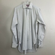 Thomas Pink Mens Striped Button Front Dress Shirt Classic Fit 15.5-35