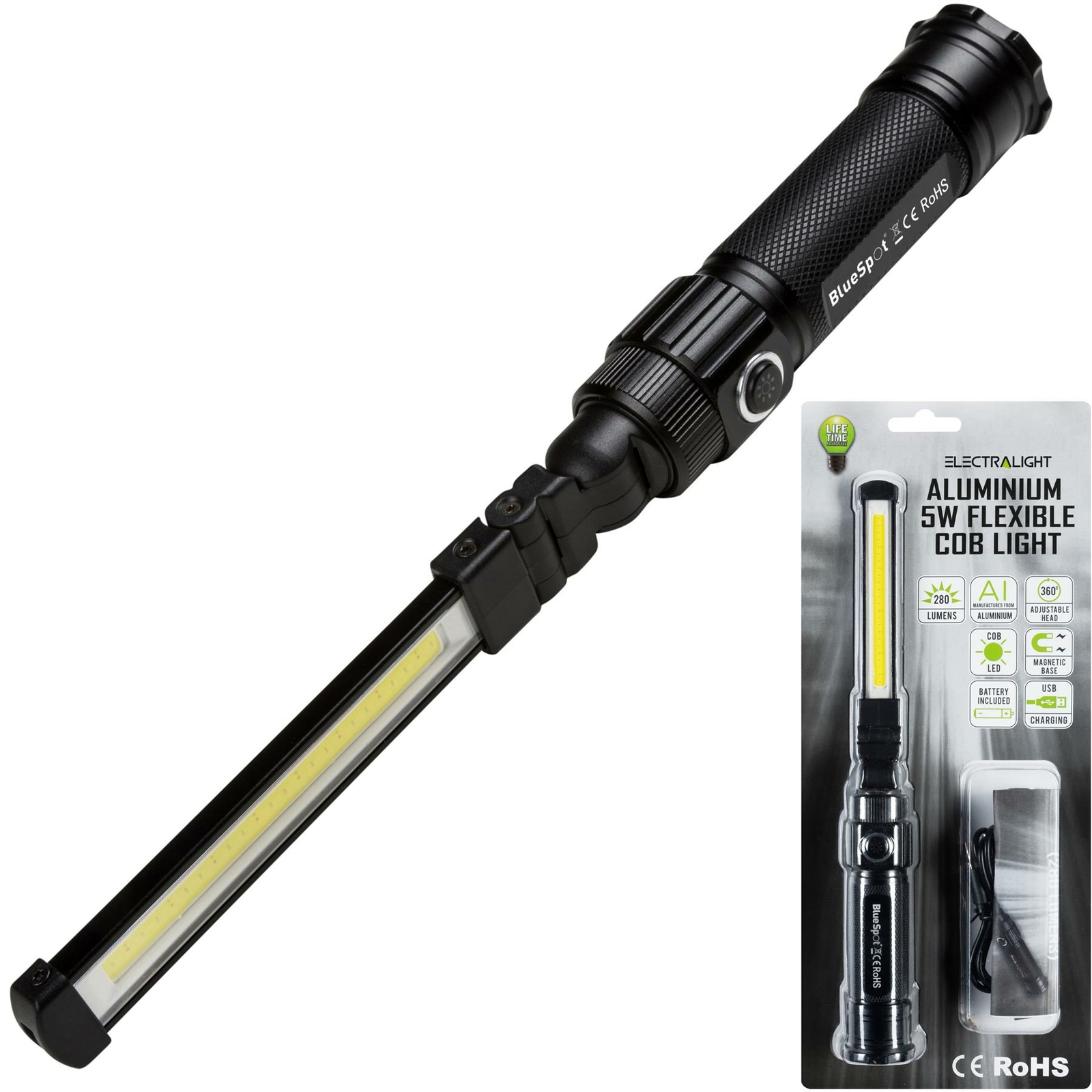 Electralight280LumenCOBLEDRechargeableMagneticWandFlexibleUSBLamp