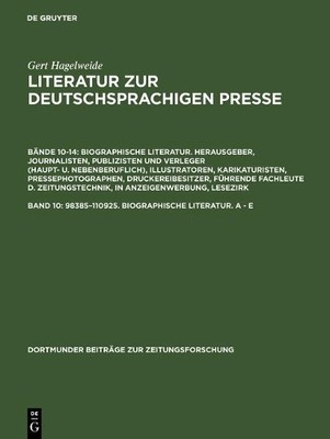Literatur zur deutschsprachigen Presse, Band 10, 98385-110925... - 9783598234804