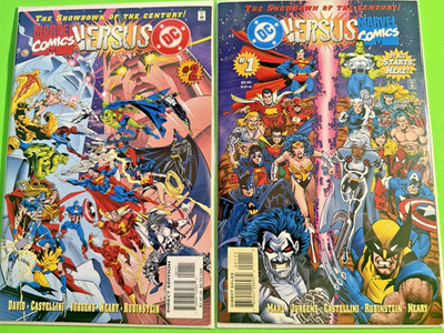 DC VERSUS MARVEL COMICS #1 & #2 DIRECT EDITION 1995 1996 CROSSOVER LOT RARE KEY!