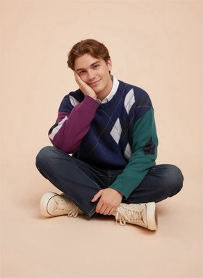Vintage Jed Men s Sweater XL Retro Relax 80s Cozy Grandpa Multicolor Pullover