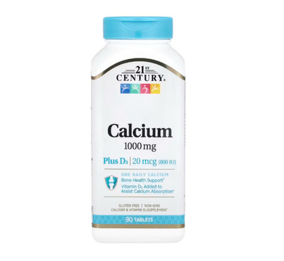 21st Century, Calcium Plus D3, 1.000 mg, 90 Tabletten