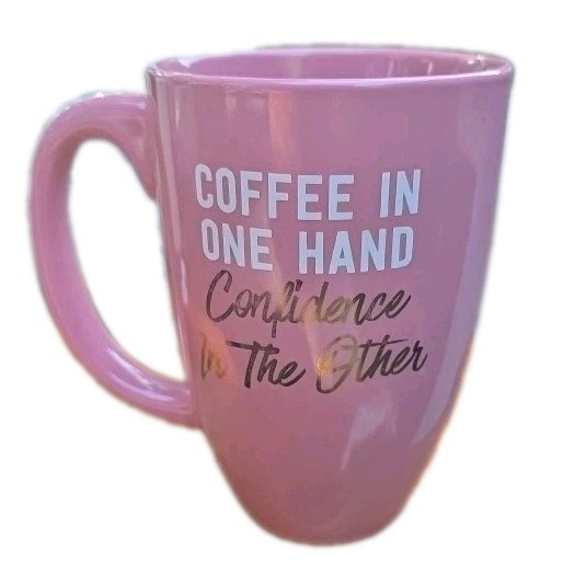 Threshold Pink  White Gold Stoneware Coffee Mug Cup