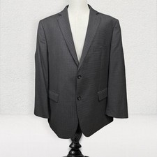 Pronto Uomo Platinum Blazer Men 48R Grey Checkered Wool Blend Dual Vent Coat