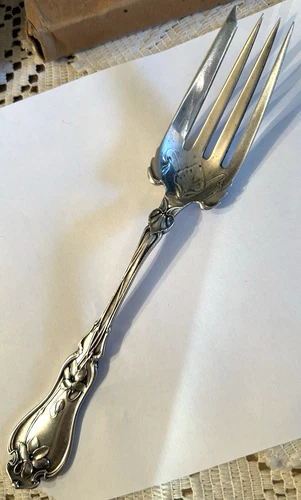 Whiting Gorham Sterling Violet Medium Solid Cold Meat Serving Fork 1905